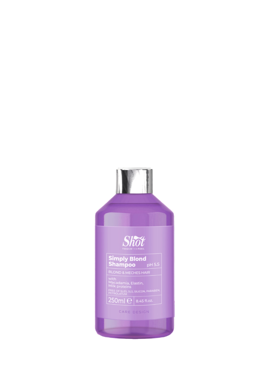 Шампунь для освітленого та мелірованого волосся Shot Design Simply Blond Shampoo, 250 ml - 1